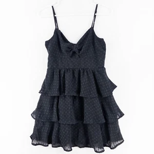 Abito Trixxi donna nero medio a pois a strati taglio davanti spalline regolabili - Foto 1 di 10