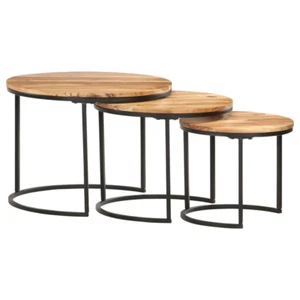 vidaXL Nesting Tables 3 pcs Solid Wood Acacia - Picture 1 of 10
