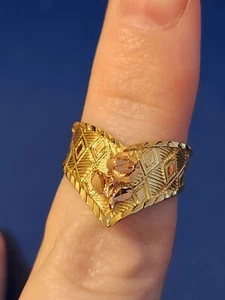14K GELBGOLD RING ROSE DESIGN GRÖSSE 7 GEWICHT 3,7 G - Bild 1 von 5