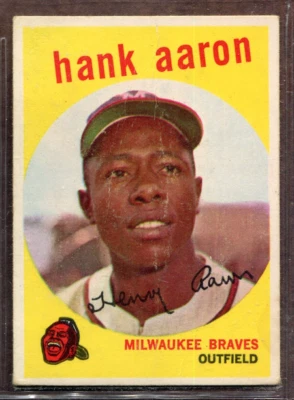 1959 Topps Set-Break #380 Hank Aaron baja calidad (arruga) *Jaysace* Foto 1 de 2