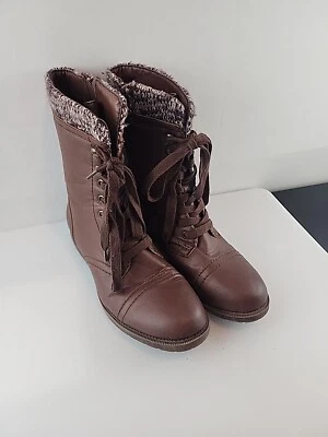 Jeliana Rampage Women’s Brown Combat Boots Size 8.5M - Image 1 of 4