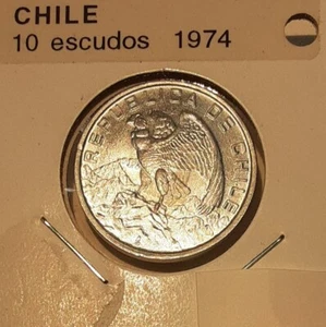 1974 Chile 10 Escudos Aluminum Coin  Condor   BU - Picture 1 of 2