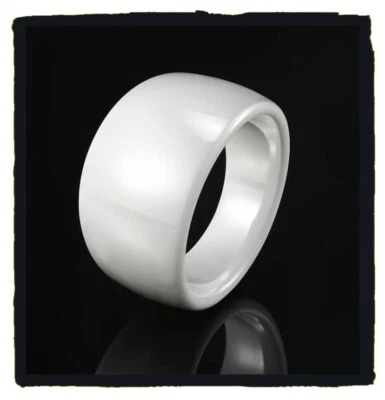 Bague Taille 60 Large Bombée Lisse En Pure Céramique Blanche  - Photo 1/2