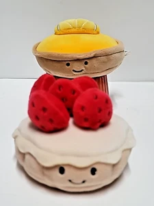 Jellycat Lemon Tart Mini Plush Pastry & French Strawberry Tart Mini - Picture 1 of 12