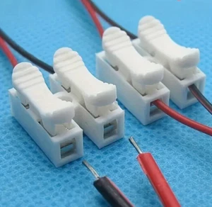 4x Push Type 2 Way Wire Cable Connector Neutral Live Terminal Junction Block 10A - Picture 1 of 8