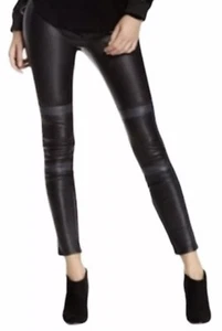 J Brand Damen Irina Paneled Skinny Lederjeans schwarz mit Kohle - Größe 28 - Bild 1 von 10