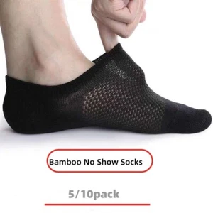 5/10 Pairs Bamboo No Show Socks Noslip Ankle Sport Breathe Mesh Men/Women 6-11 - Picture 1 of 22