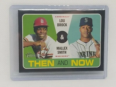 Lou Brock + Mallex Smith 2020 Topps Heritage Baseball Then And Now Insert - Image 1 of 2