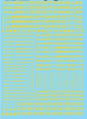 Calcomanías a microescala 90106 N 1/160 amarillo ferrocarril alfabeto gótico letras números Foto 1 de 2