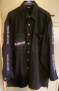 PACO SPORTS Vintage Men's Size Large 1990s Black Denim Tall Retro Jean Jacket - Picture 1 of 2