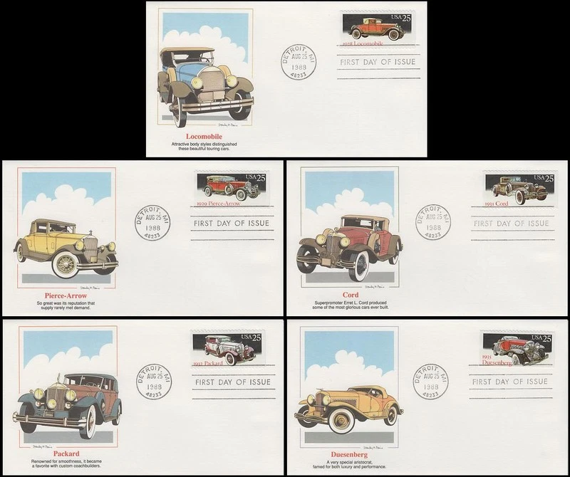 2381 -2385 CLASSIC CARS SET of 5 FLEETWOOD Cachet First Day Covers Unadd LOT - Image 1 of 1