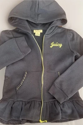 Juicy Couture Girls Fleece Zipped Hoodie Sz 6X Navy - Image 1 of 4