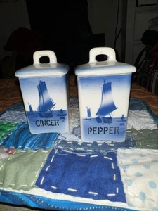 Ditmar Urbach Vintage Czechoslovakia Two-Piece Kitchen Canister Spice Set - Picture 1 of 7