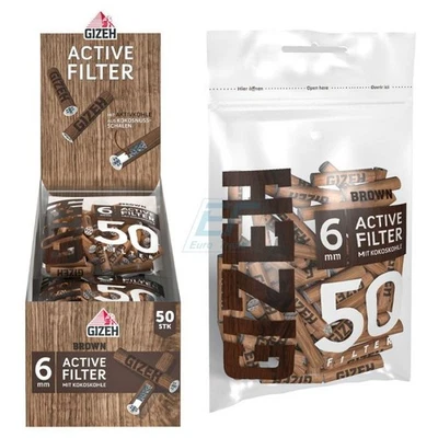 PURIZE GIZEH Carbon Activated Extra Slim Charcoal Filter Tips Premium for Papers - 6mm