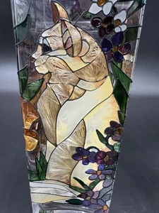 Handbemalte Katzenvase im Tiffany Stil von Joan Baker Designs Buntglas quadratisch - Bild 1 von 13