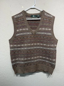 Vintage Hunt Club Pullover Weste Herren mittelbraun Wolle Strick Fair Isle 90er - Bild 1 von 10