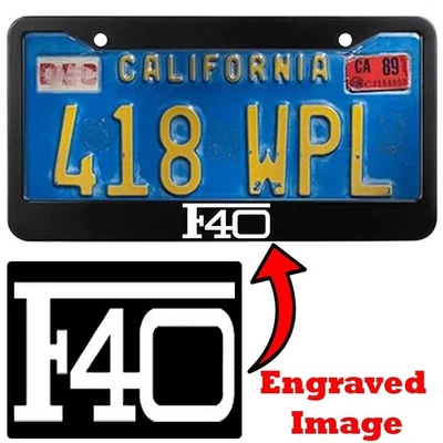 Marco de matrícula negro grabado - logotipo Ferrari F40 Foto 1 de 3