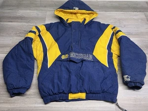 Vintage Starter University of Michigan Men's XL Hooded Pullover Jacket 1/2 Zip - Picture 1 of 8