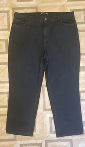 REDUCED! "GEORGE" BLACK WIDE LEG JEANS SIZE 20 LEG 28" - Picture 1 of 4