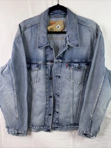 Levis Trucker Jacke Herren XXL Distressed Denim hellblau neu mit Etikett orig $ 89 ansehen - Bild 1 von 18