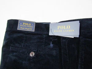 Pantaloni Polo Ralph Lauren in velluto a coste etichetta 34 x 32 elasticizzati taglio dritto chino blu navy nuovi con etichette - Foto 1 di 12