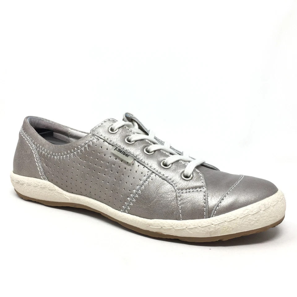 Josef Seibel Caspian Sneakers Shoes Womens Size 7-7.5 US 38 EU Silver Leather Foto 1 de 4