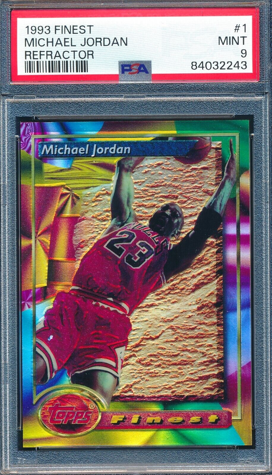 MICHAEL JORDAN 1993-94 FINEST REFRACTOR PSA 9 MINT CARD #1 MJ'S 1ST REFRACTOR!