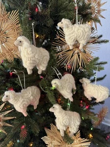 6 Pcs Felt Sheep Christmas Ornaments Sheep Decor Hanging Ornaments Wooly Nordic - Picture 1 of 6