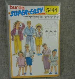 Burda 5444 Boys Girls Shirt Pants shorts pockets elastic waist size 3-10 Uncut - Picture 1 of 2