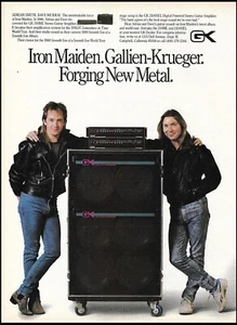 1988 Gallien-Krueger GK amps ad featuring Iron Maiden Adrian Smith Dave Murray - Picture 1 of 3