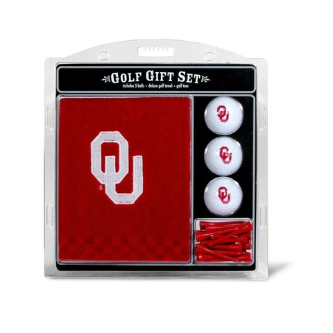 Oklahoma Sooners Golf Gift Set with Embroidered Towel [NEW] NCAA Ball Tee Cover