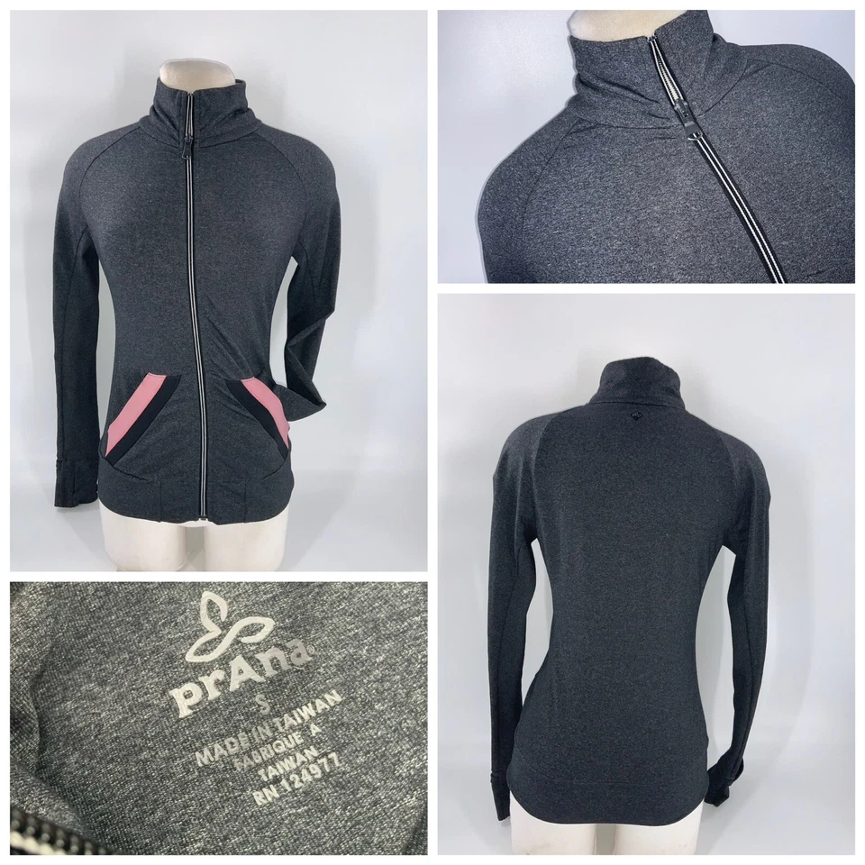 Chaqueta de Correr Prana Yoga S Mujer Gris Nylon Poli Agujeros para Pulgar YGI F2-410 Foto 1 de 4