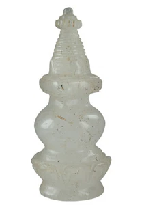 Statue Stupa bouddhiste tibétain Cristal de roche quartz 11 cm Népal 5380 - Imagen 1 de 7