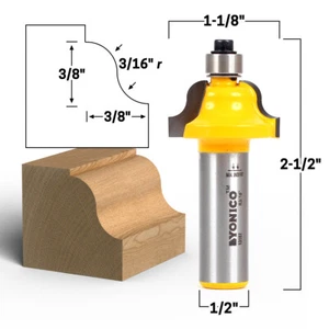 3/8" Roman Ogee Edge Forming Router Bit - 1/2" Shank - Yonico 13187 - Picture 1 of 1
