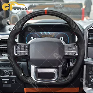 Volante de fibra de carbono real para Ford F-150 Raptor 2021-2024 sin calefacción - Imagen 1 de 11