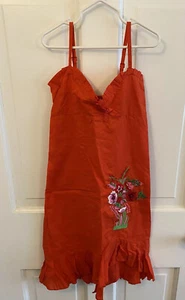 Wati Girls Dress From Neiman Marcus Orange With Embroidered Flowers Size 4 NWT - Picture 1 of 5