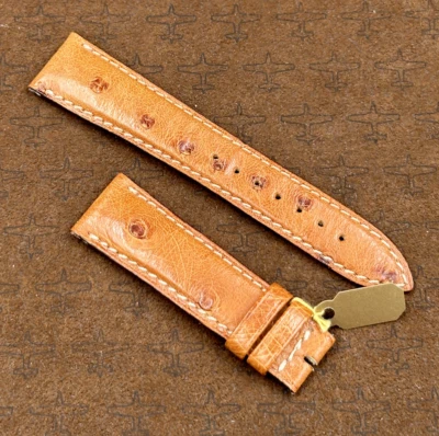 Jaeger LeCoultre 19mm x 16mm Camel Brown Ostrich Leather Watch Strap Band - Image 1 of 3