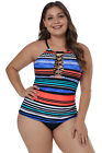 Multicolor  Blue Orange Black Strips Tankini Only Top Woman Summer Swimwear Tank