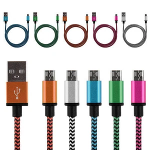 Cable cargador de teléfono de sincronización de datos micro USB trenzado de aluminio de 3/6/10 ft para Android - Imagen 1 de 20