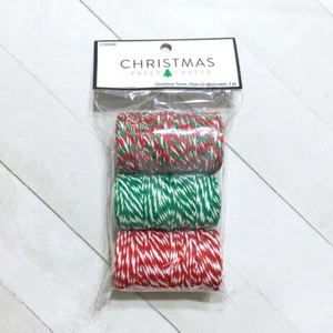 Bakers Twine 3 Pack Craft String 75y Twisted Red Green White Christmas Holiday - Picture 1 of 6
