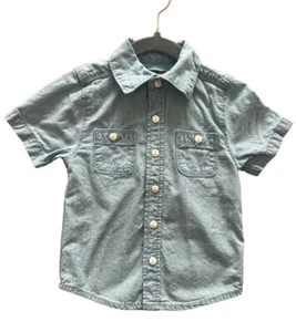 Camicia abito blu Oshkosh B'gosh bambino blu Chambray abbottonata taglia 24 mesi - Foto 1 di 5