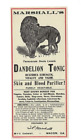 Old Unused Quack Medicine Label Marshall's Dandelion Tonic Blood Macon Ga Lion