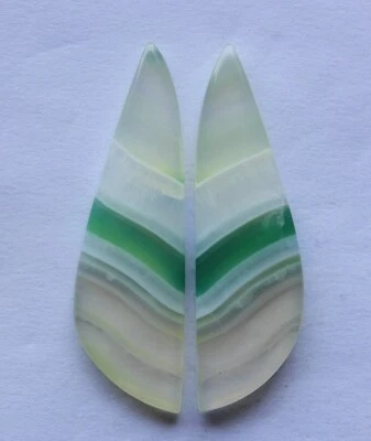 54.70 Ct Natural Banded Agate (48.5mm X 14mm each) Cabochon Loose Match Pair - Image 1 of 3