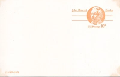 U.S. Scott # UX 75, 1978 - 10c John Hancock - Patriot Series Postal Card Unused - Image 1 of 2
