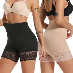 Women's Lace Knicker Tummy Control Panties High Waist Body Shaper Safety Shorts - Picture 1 of 34