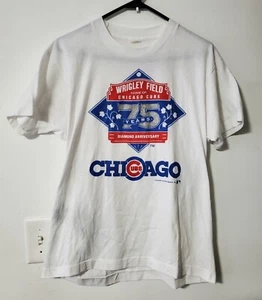 Vtg Chicago Cubs Wrigley Field 75 Anniv TShirt Mens sunburst souvenirs 1989 - Picture 1 of 6