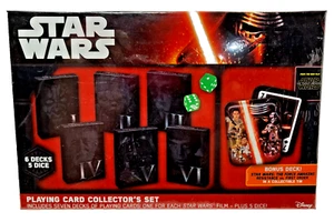 Star Wars Spielkarte Sammlerset: 7 Decks (1) für jeden Film + 5 Würfel! Dose - Bild 1 von 3