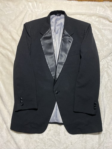 Giacca smoking Christian Dior vintage nero raso risvolto singolo bottone retrò