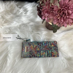 🌺Brahmin Melbourne Credit Card Slim Leather Wallet BLUE AMMOLITE NWT 🌺 - Picture 1 of 4