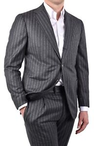 STILE LATINO handmade flannel suit US 46 EU 56 S120 WOOL Gray Vincenzo Attolini